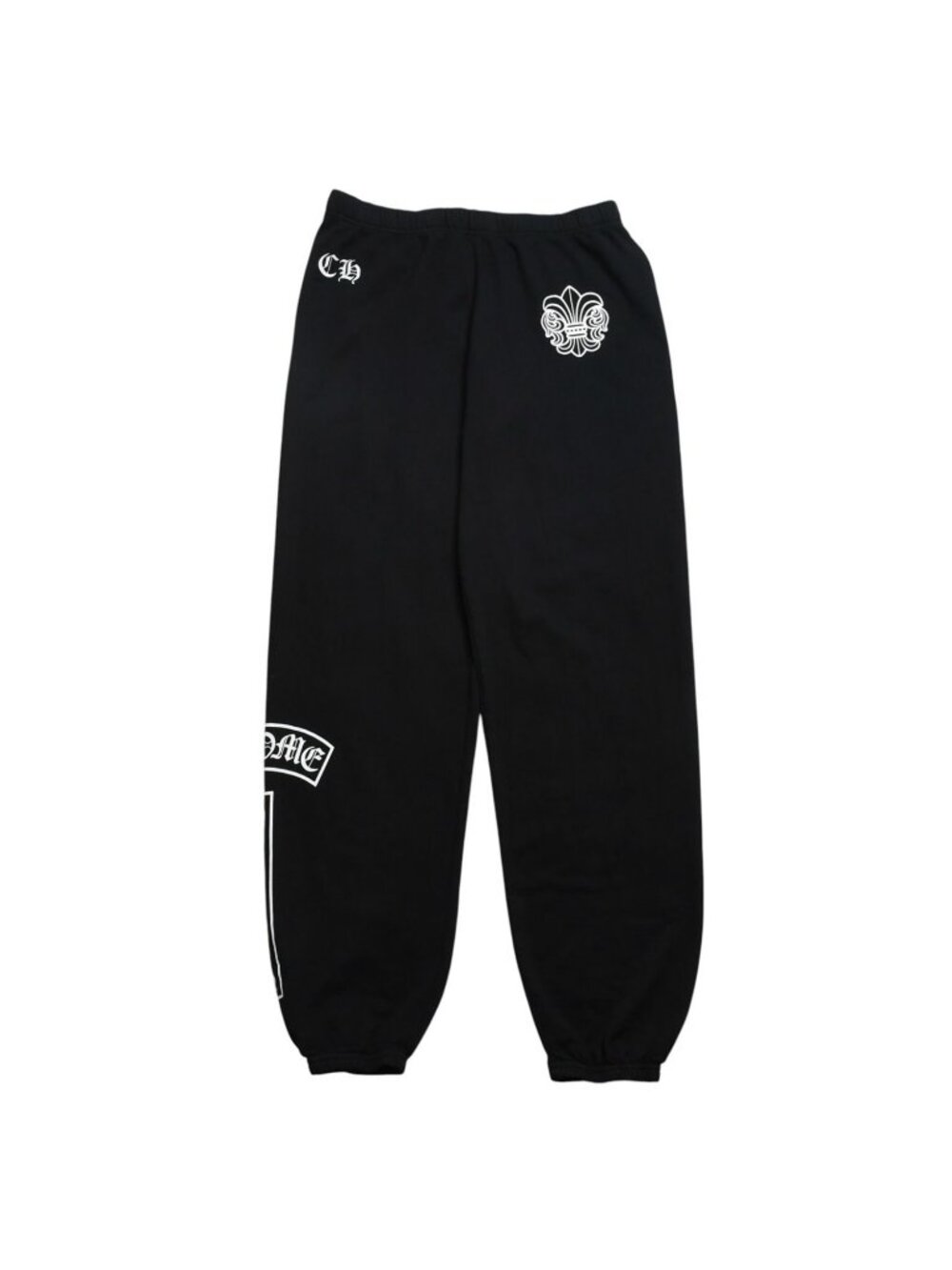 Chrome Hearts Sweatpants BS Flare Hem Tbar Print Black White Pants
